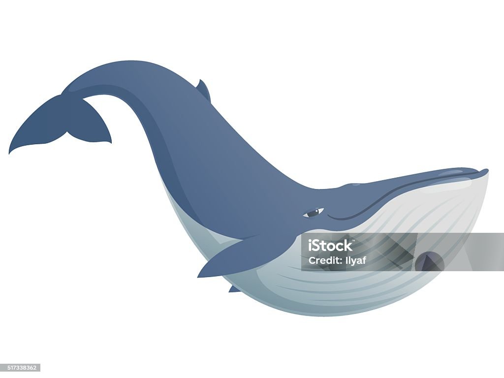 Joli drôle bleu Baleine - clipart vectoriel de Rorqual bleu libre de droits