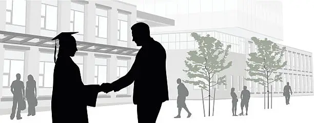 Vector illustration of Graduate Handshake Panorama