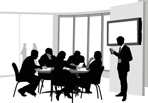 prezentację moc punkt - meeting office worker silhouette office stock illustrations