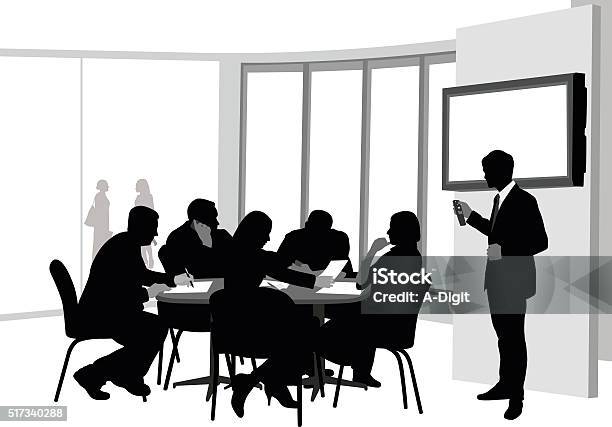 Power Point Presentation Stock Illustration - Download Image Now - In Silhouette, Business, Board Room