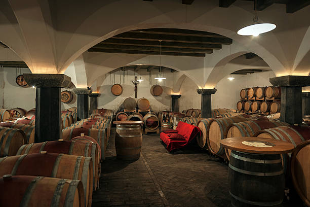 tonneaux de vin dans la cave, l'europe - old fashioned staircase antique antiquities photos et images de collection