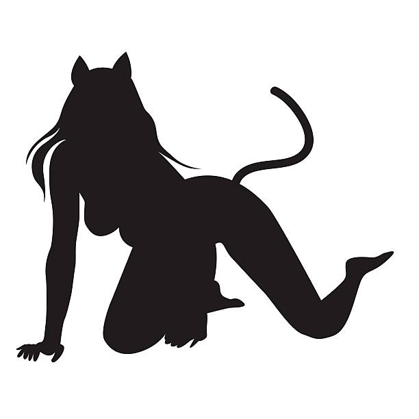 Vector silhouette of Sexy cat woman Vector silhouette of Sexy cat woman black cat costume stock illustrations