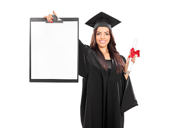 istock Female graduate student holding a clipboard 517341265