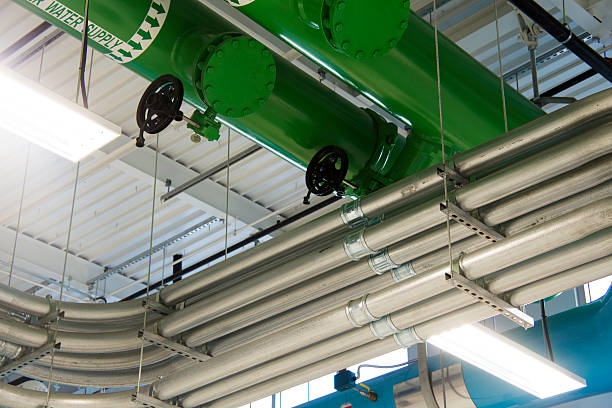 M/E/P Detail Detail of Pipes in Building. MEP stock pictures, royalty-free photos & images
