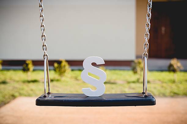 istock White paragraph symbol on children chain swing. 517342622
