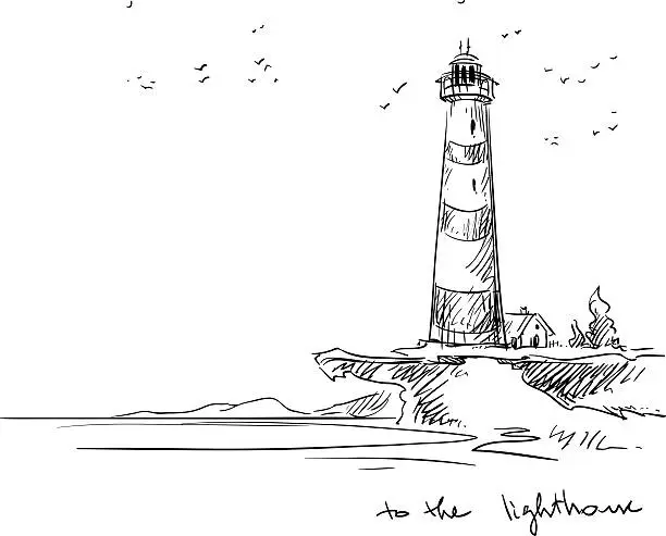 Vector illustration of lighthouse. Vector sketch.