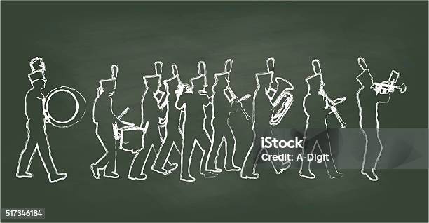 Chalkboard Big Band Stock Illustration - Download Image Now - Adult, Arts Culture and Entertainment, Bass Drum