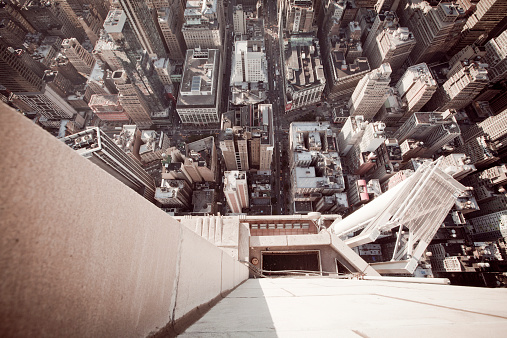 High angle view from Empire State Building at 86th floor in New York City