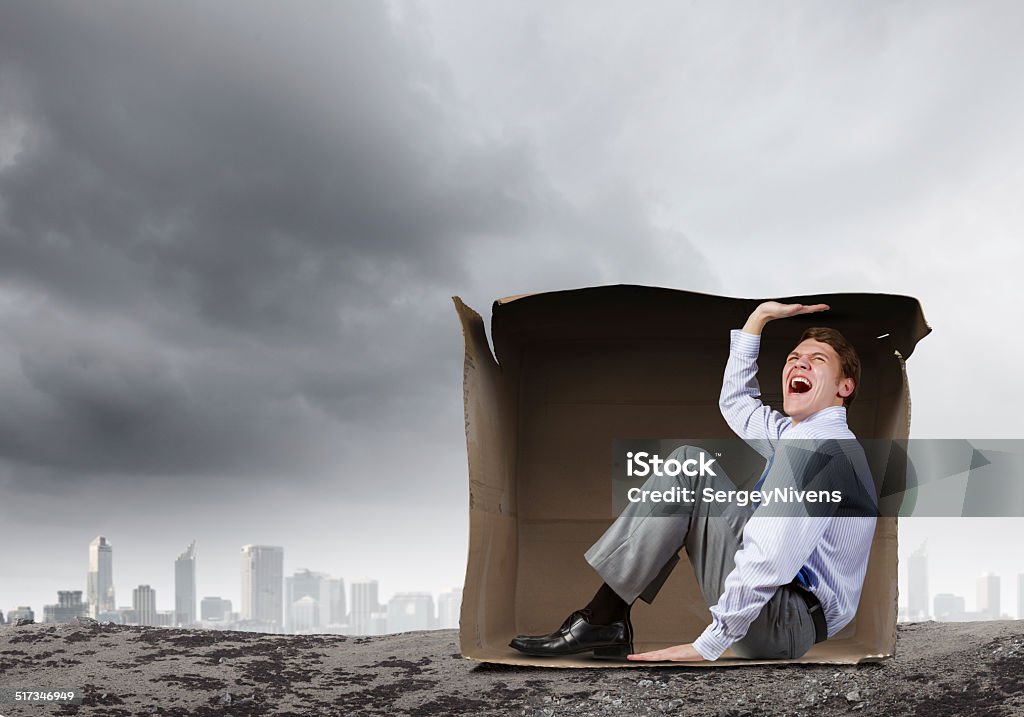 Guy In Box Man In Box Stock Photo - Download Image Now - Chaos, Delivering, Adult ...