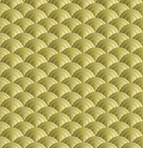 ilustraciones, imágenes clip art, dibujos animados e iconos de stock de onda abstracto oro patrón continuo de fondo - arrangement asia backgrounds balance