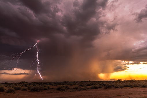 Lightning storm in the desert