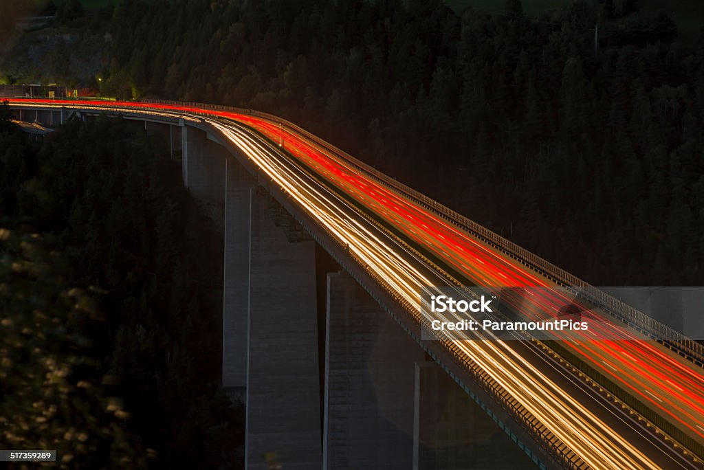 Highway At Night - Brenner Autobahn Brenner Autobahn Stock Photo