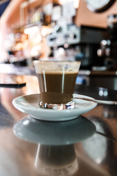 cup of coffee with milk from bar