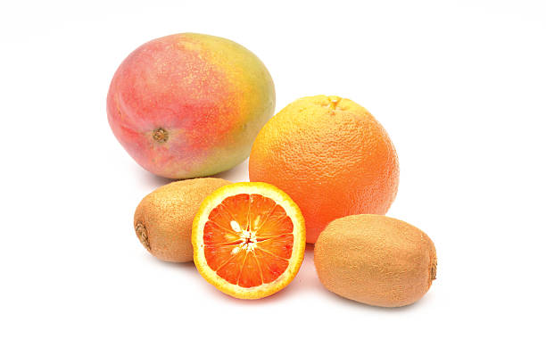 Exotic fruits on white background