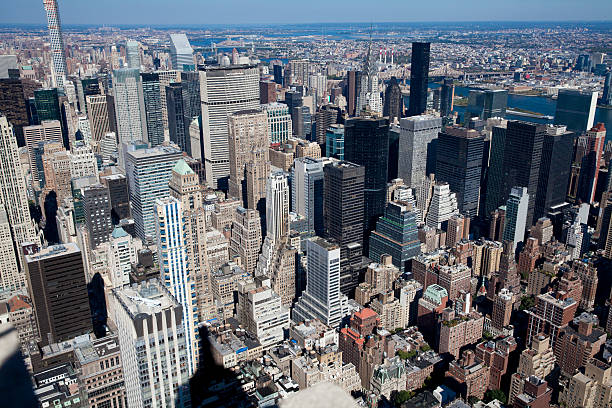 High Angle View From Empire State Building At 86th Floor Stock