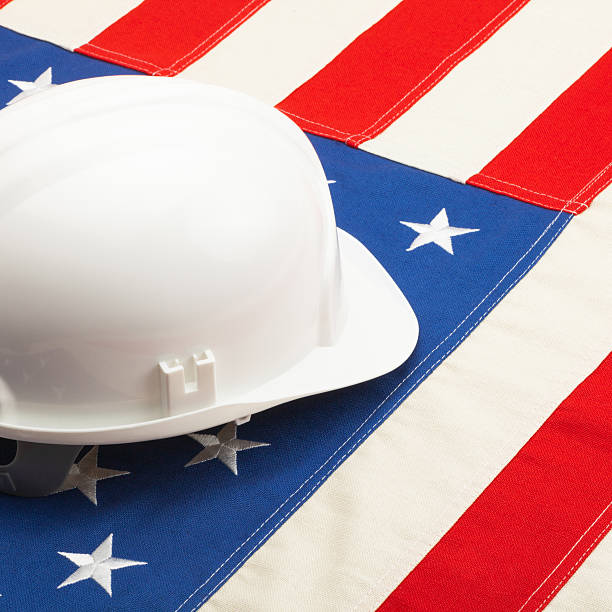 istock Helmet over US flag - 1 to 1 ratio 517363971