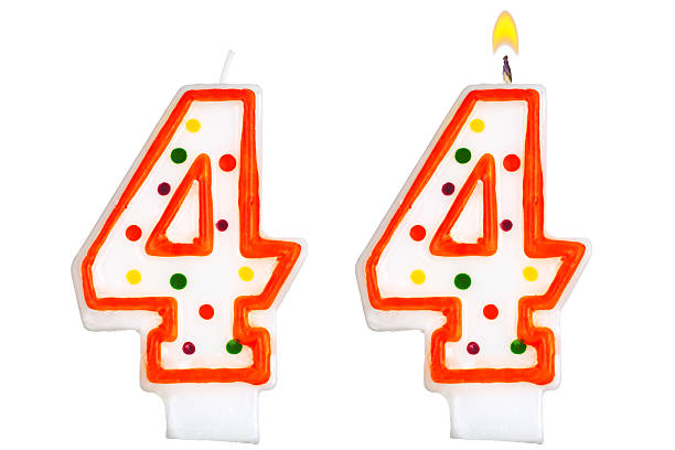 istock Birthday candles number four isolated on white background 517365867