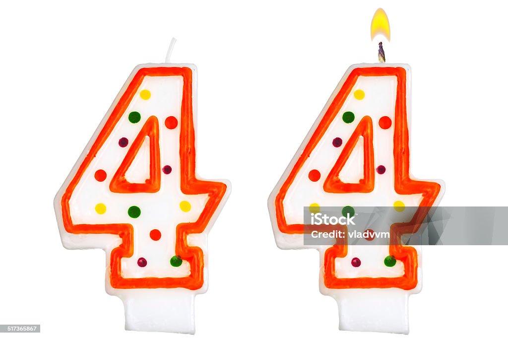 Birthday candles number four isolated on white background Anniversary Stock Photo