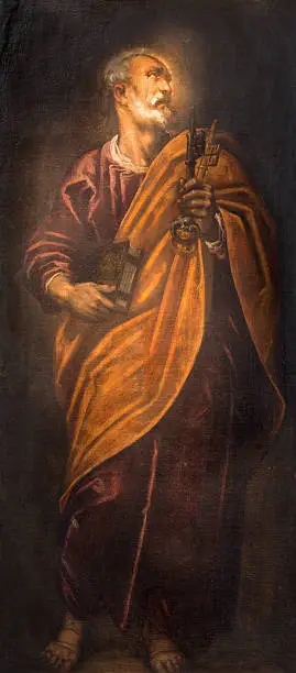 Padua - The paint of st. Peter the apostle in church Santa Maria dei Servi by unknown painter.