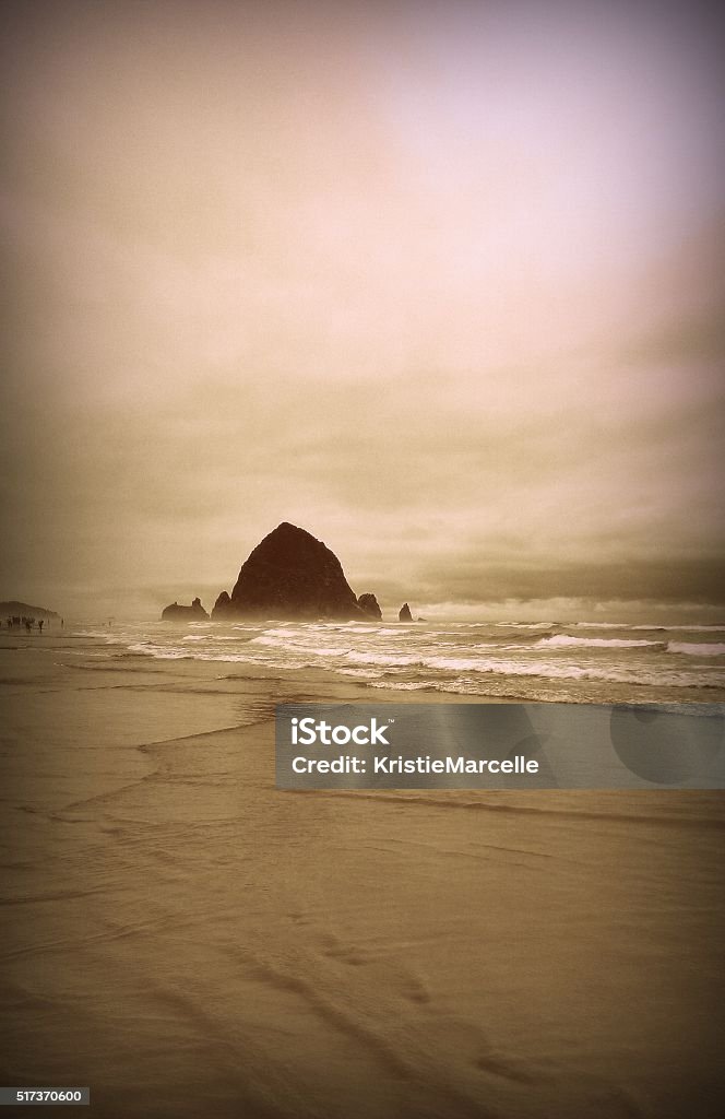 Ocean Landscape Iconic rock formation at Cannon Beach, Oregon U.S.A. Oregon - US State Stock Photo