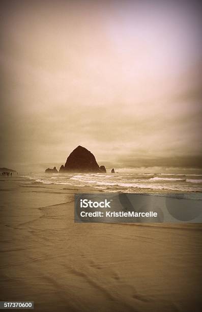 Ocean Landscape Stock Photo - Download Image Now - Oregon - US State, Sepia Toned, Cannon Beach