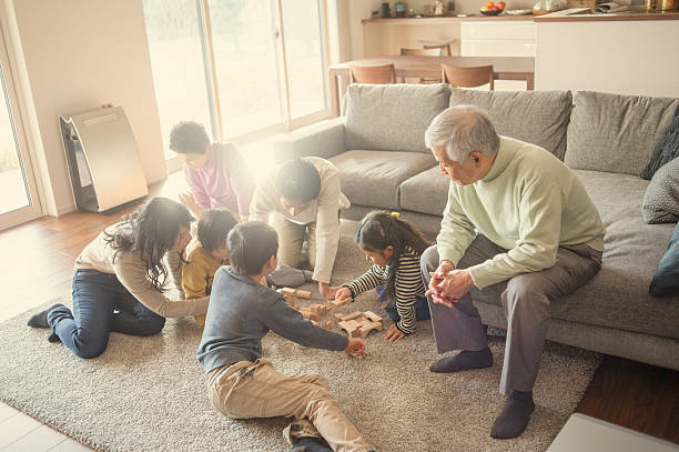Family playing together at home