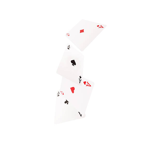 Close up of falling  playing cards. Aces.