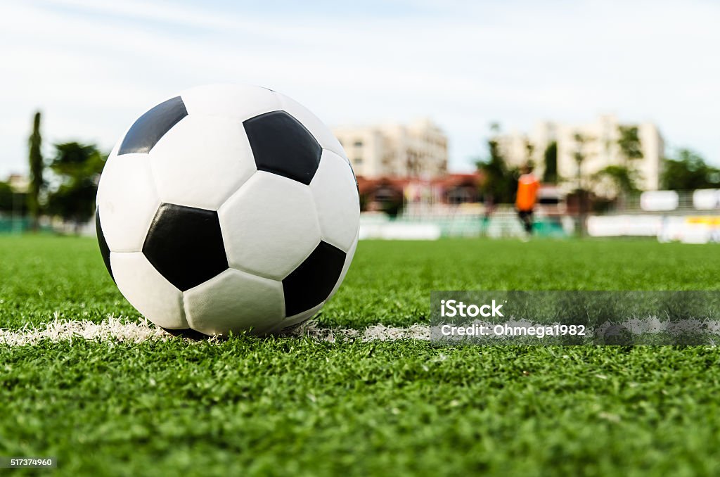 Soccer ball on the green grass of Soccer field. Image of Soccer ball on the green grass of Soccer field. Soccer Stock Photo