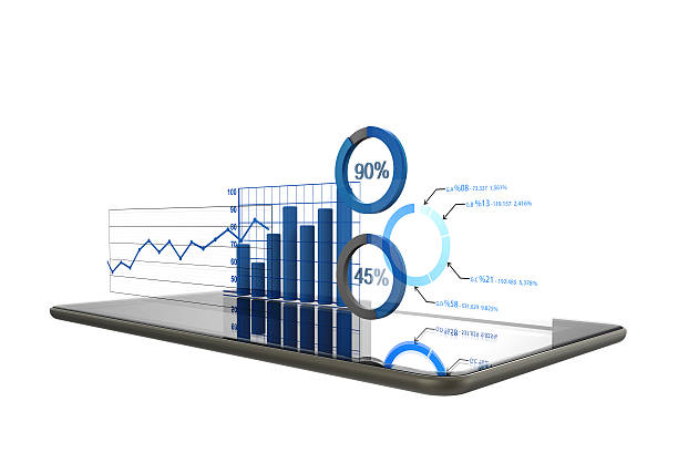 диаграммы и графики в преддверии с таблеткой - digital tablet growth note pad business стоковые фото и изображения