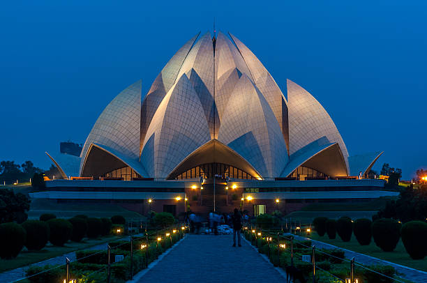 tempio del loto - new delhi delhi india marble foto e immagini stock