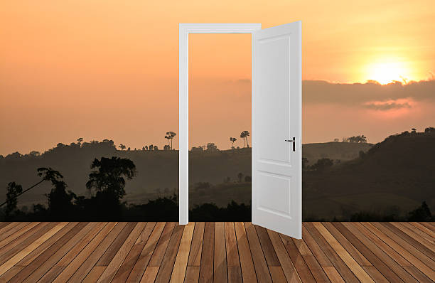 istock Landscape behind the opening door,3D 517376283