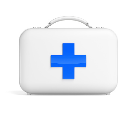 First aid kit bag isolated on white