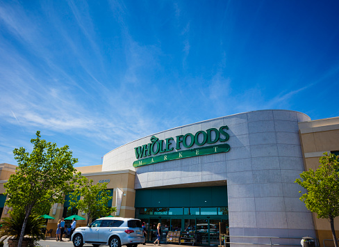 Las Vegas, USA - March 24, 2016: Whole Foods store front in Las Vegas. Whole Foods Market, Inc. is an American foods supermarket chain specializing in organic food.