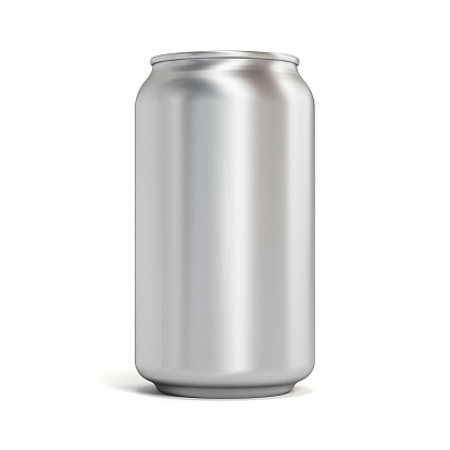 Blank aluminum soda can on white background