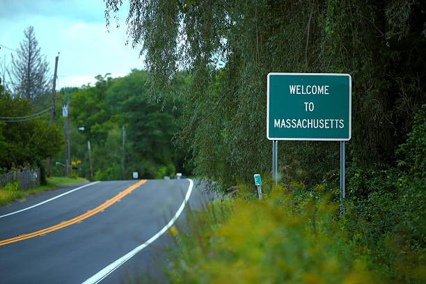 Welcome to Massachusetts sign stock photo