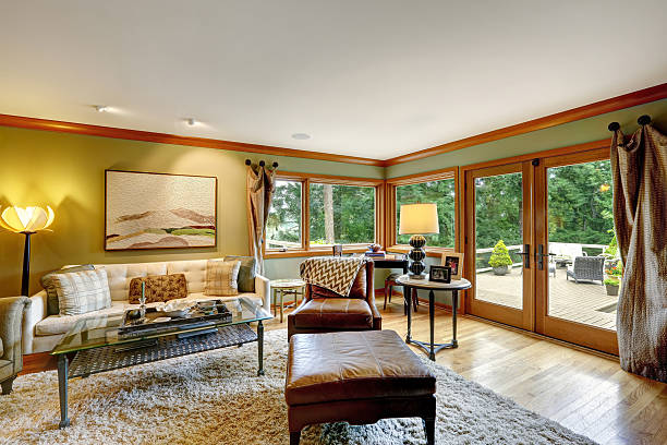 istock Cozy family room with walkout deck 517378631