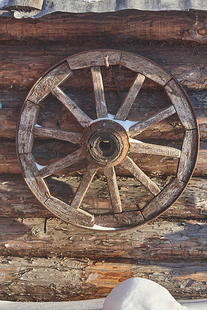 istock wood wheel on wall 517381450