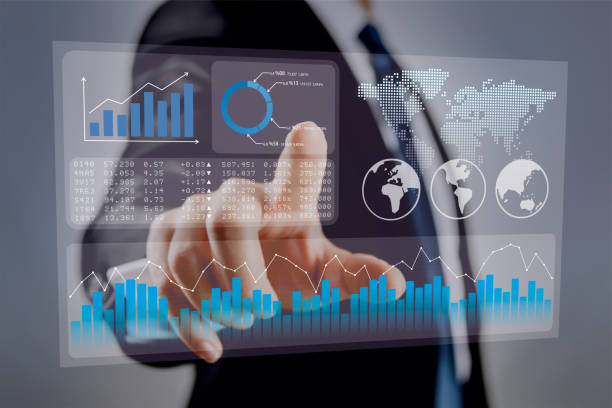 istock Businessman touching financial dashboard 517381610