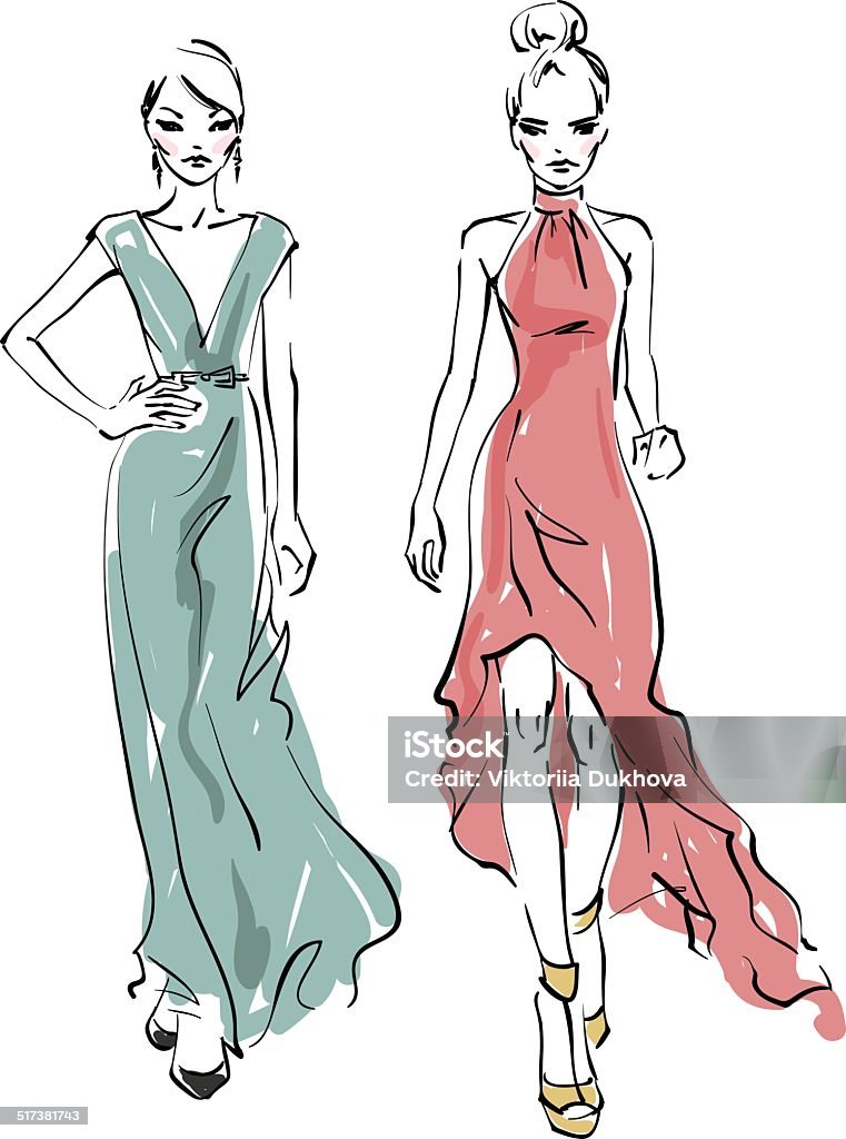 Fashion models Two models. Fashion illustration Fashion stock vector