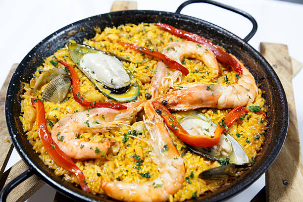 istock seafood paella in the fry pan 517382392