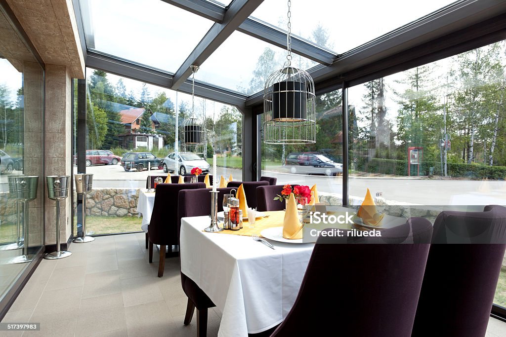 Modern restaurant interior Birdcage Stock Photo