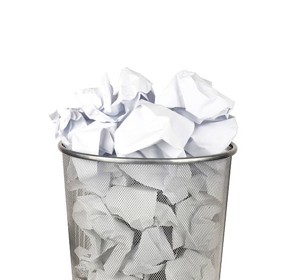 istock Metal trash bin for paper isolated on white 517399891