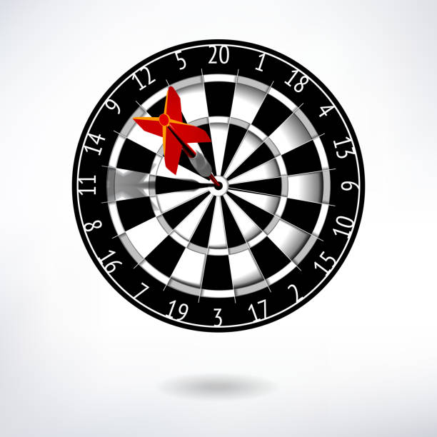 illustrations, cliparts, dessins animés et icônes de classique de fléchettes avec vingt noir et blanc secteurs - dartboard sport scoreboard number