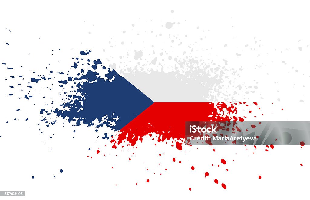 Grunge czech ink splattered flag Color Image stock illustration