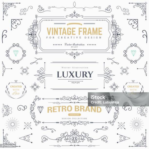 Design Collection Of Vintage Patterns Stock Illustration - Download Image Now - Geographical Border, Border - Frame, Flourish - Art