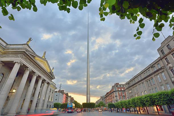 Spire in Dublin, Ireland Spire in Dublin, Ireland in summer time image created 21st century blue architecture wide angle lens stock pictures, royalty-free photos & images