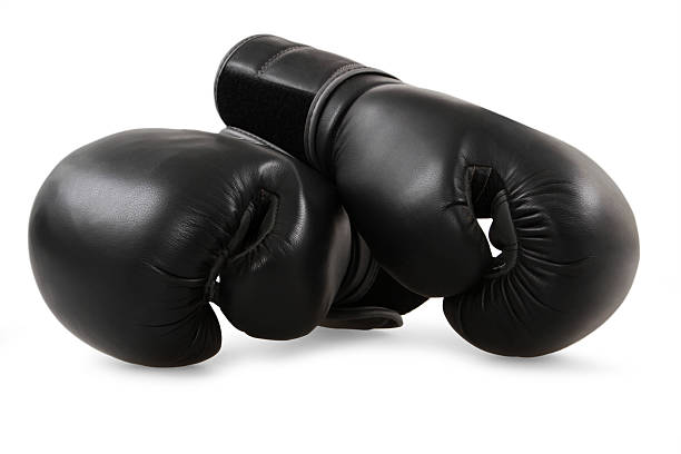 boxing gloves - glove leather black isolated стоковые фото и изображения