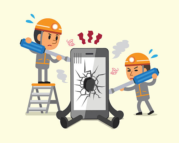 Cartoon Technicians Repairing Smartphone Broken Smartphone Stock  Illustration - Download Image Now - iStock