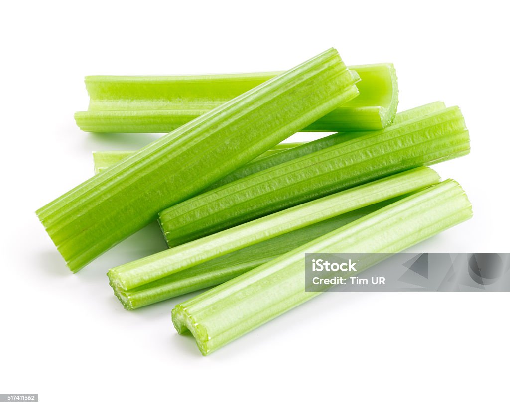 Green fresh celery. Stick isolated on white. Celery Stock Photo