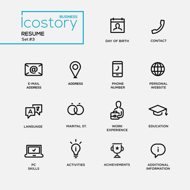 ilustrații de stoc cu modern relua icoane simple de design linie subțire, pictograme set - cv